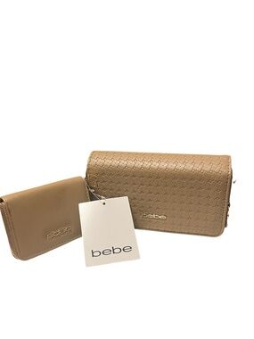 BEBE Otto Tan Quilted Wallet and Card Holder Set